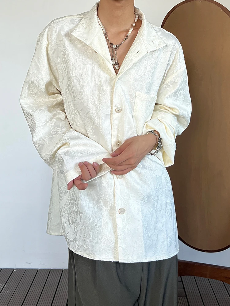 New Chinese Style Embroidered Long Sleeve Cuba Collar Shirt Design Sense Stand Collar Autumn Retro Shirt Polyester Fiber Yout...