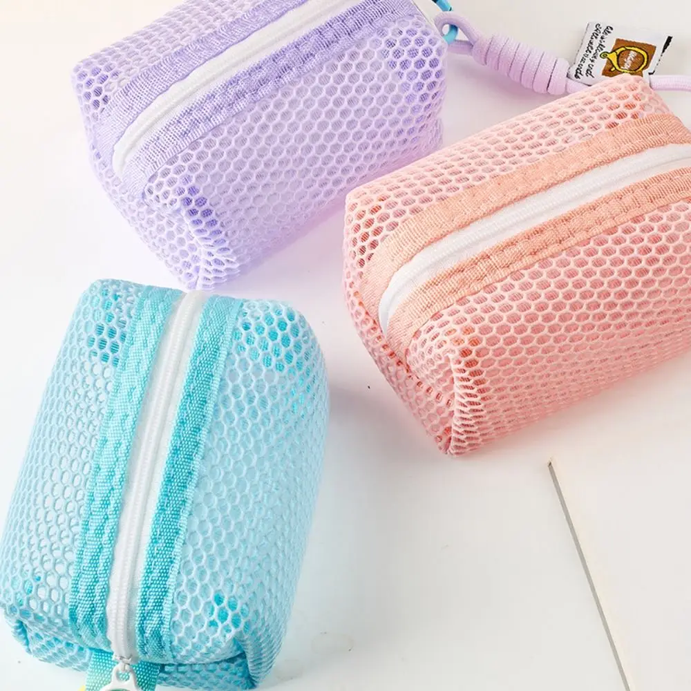 New Mesh Mesh Storage Bag Dopamine Color Handheld Small Makeup Bag Organizer Large Capacity Coin Purse