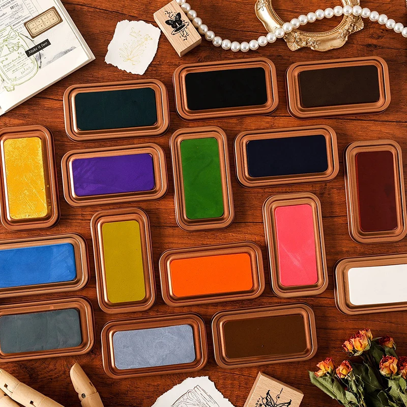 16- صندوق حديد ريترو رائع بلون سادة وسادة حبر ريترو محايدة