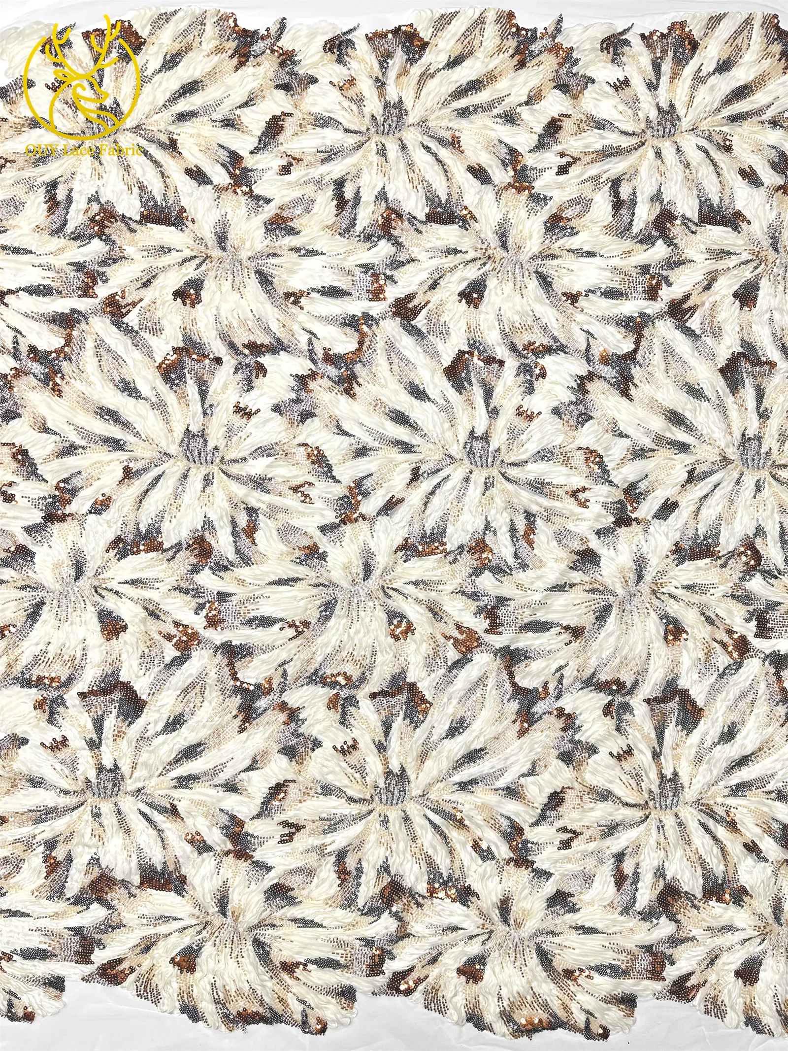 Neues Design Afrikanischer Perlen-Spitzenstoff 2026 Hochwertige 3D Französische Nigerianische Pailletten-Netztüllspitze für Damen-Partykleider zum Nähen – Detail 8
