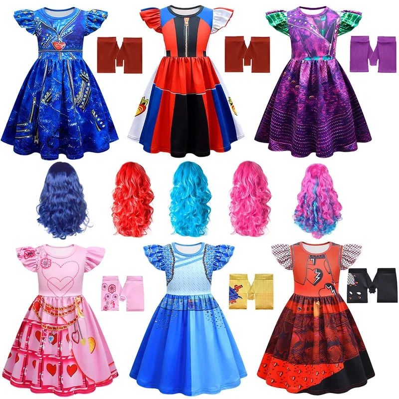 L2025l Halloween películas Descendientes 4 princesa Red Chloe Bridget Cosplay disfraz carnaval fiesta niñas Evie Mal vestido U