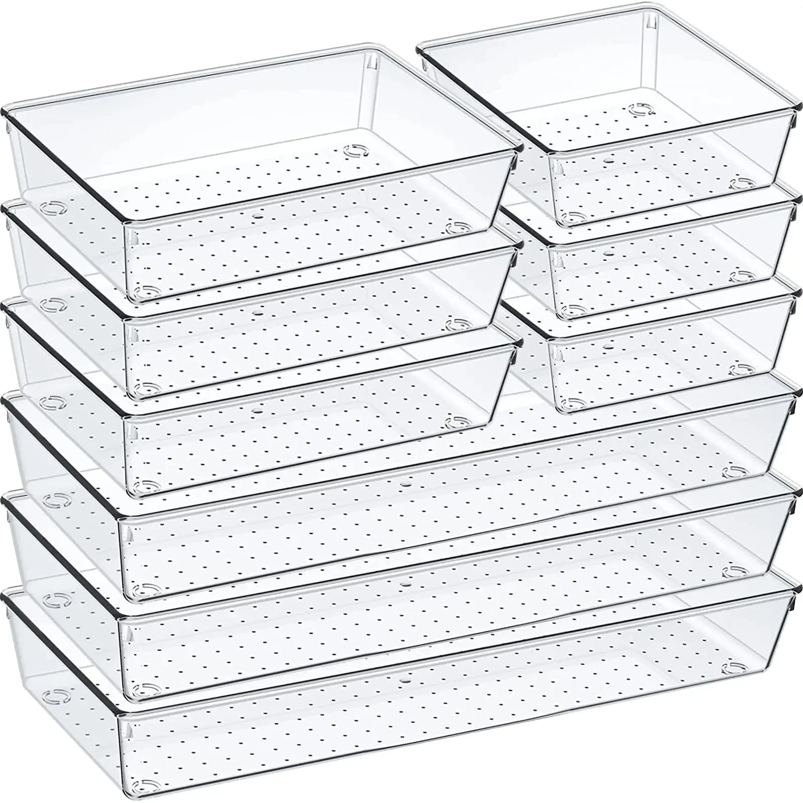 6/9/12Pack Drawer Organizers Clear Plastic Tub Containers for Bathroom Dressing Table Storage, Home Organization Makeup Kit view 5