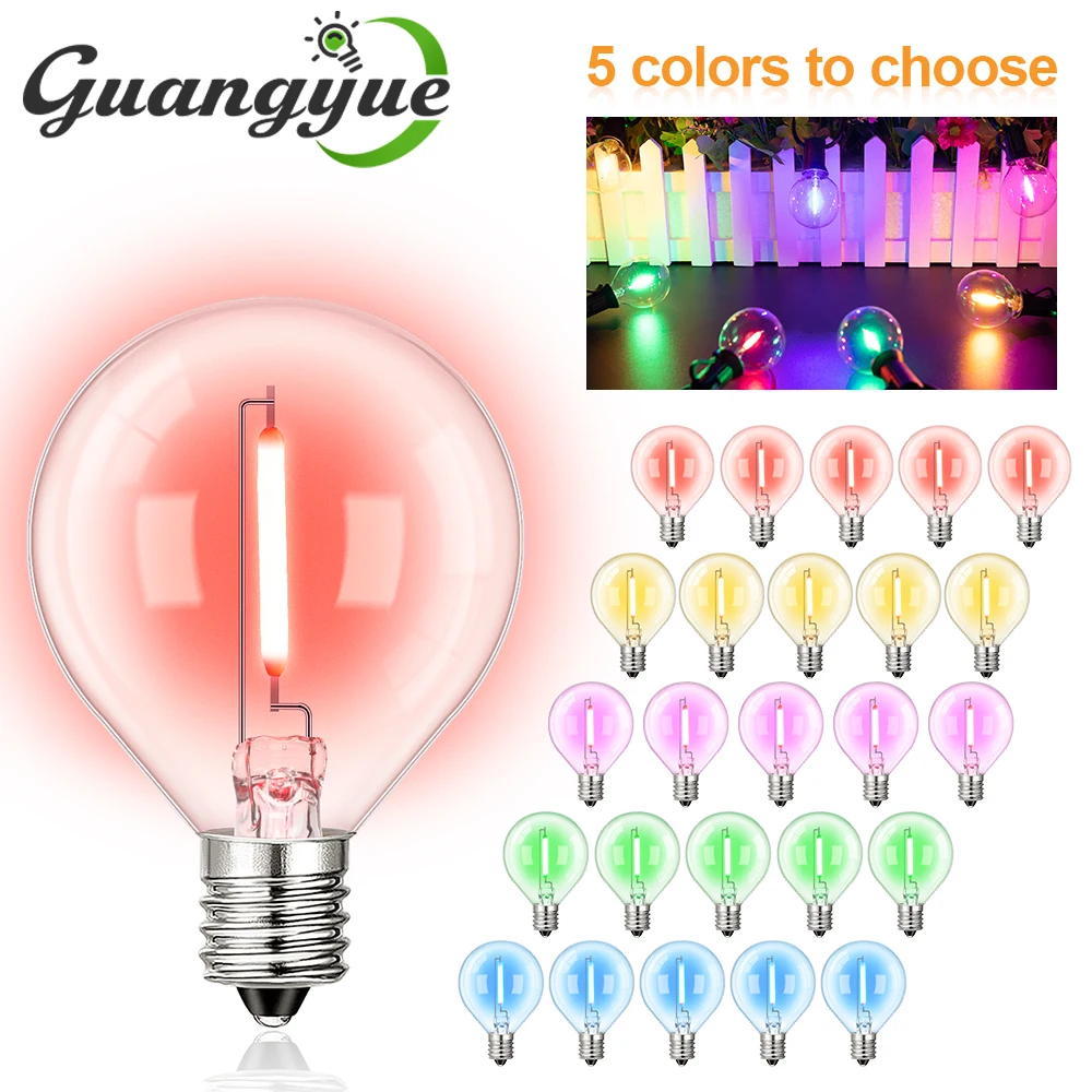 

G40 Colored LED Replacement Light Bulbs 1W E12 Filament Bulb Outdoor String Lights Globe Night Lights Christmas Party Decoration