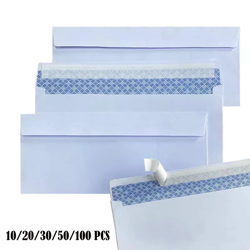 10-100PCS Windowless white envelope Secure Business Envelope Can hold A4 paper Bill invoice Self Sealing Envelope Self adhesive