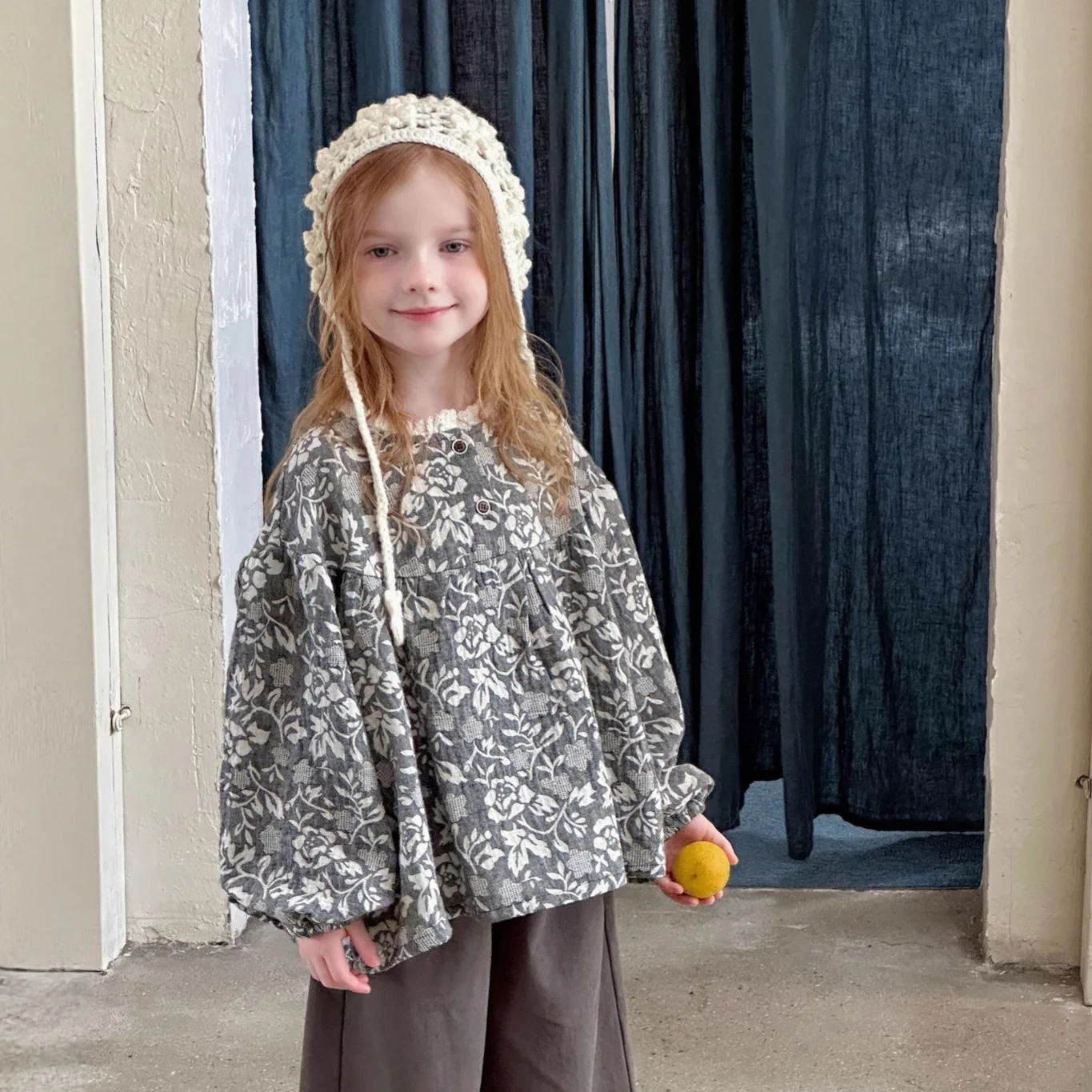 

Autumn Children Girls Blouse Cotton Floral Printed Infant Babys Girls T-shirt Loose Round Collar Toddler Kids Girls Long Sleeves