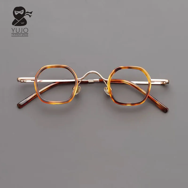 

Ретро-оправа для очков из ацетатного волокна и металла, маленькая прямоугольная, подходит для мужских и женских линз небольшого размера. Винтажные очки.