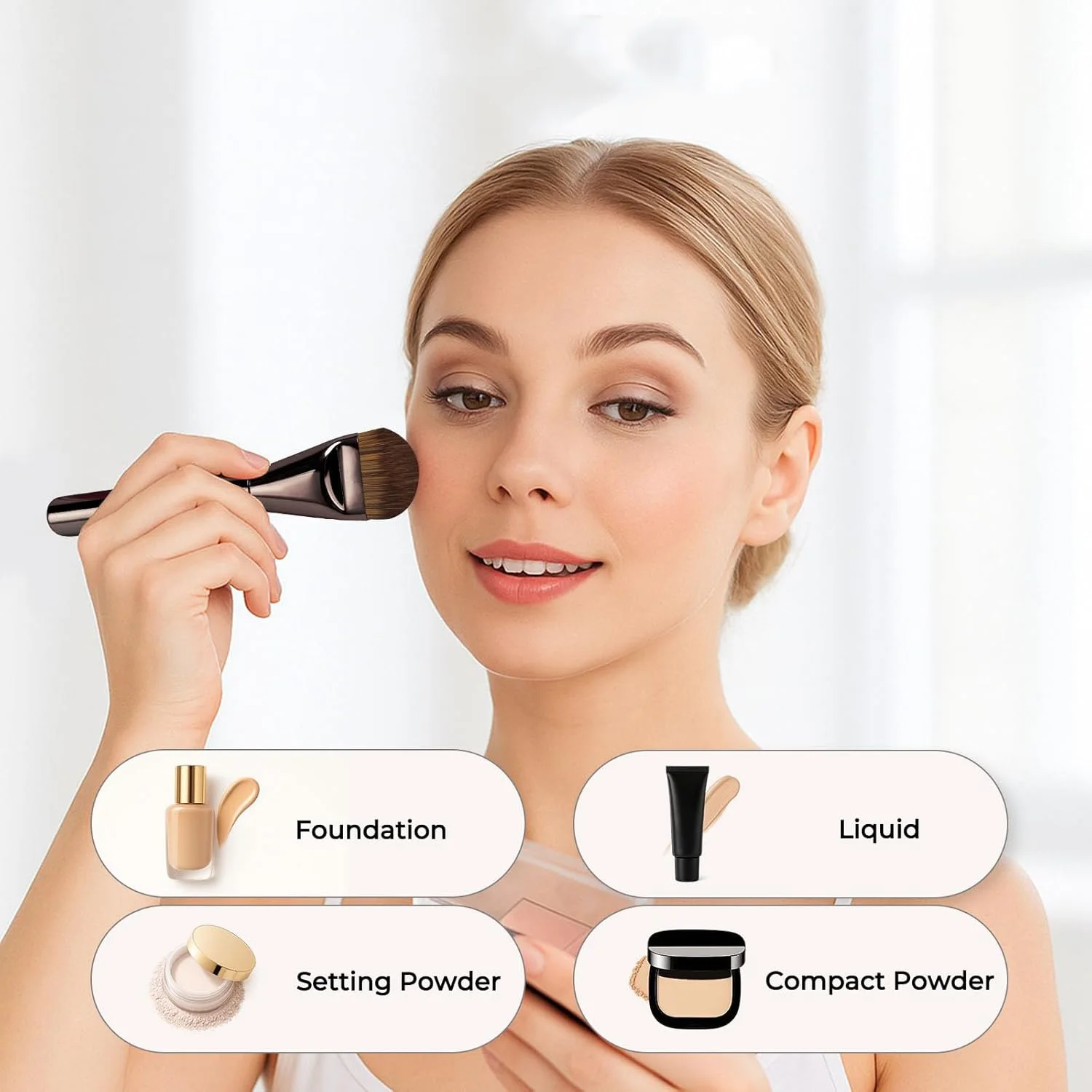 2 個の超薄型ファンデーションメイクブラシセット、液体クリーム化粧品ブレンドトップマスク美容ツールプレミアムギフトセット用