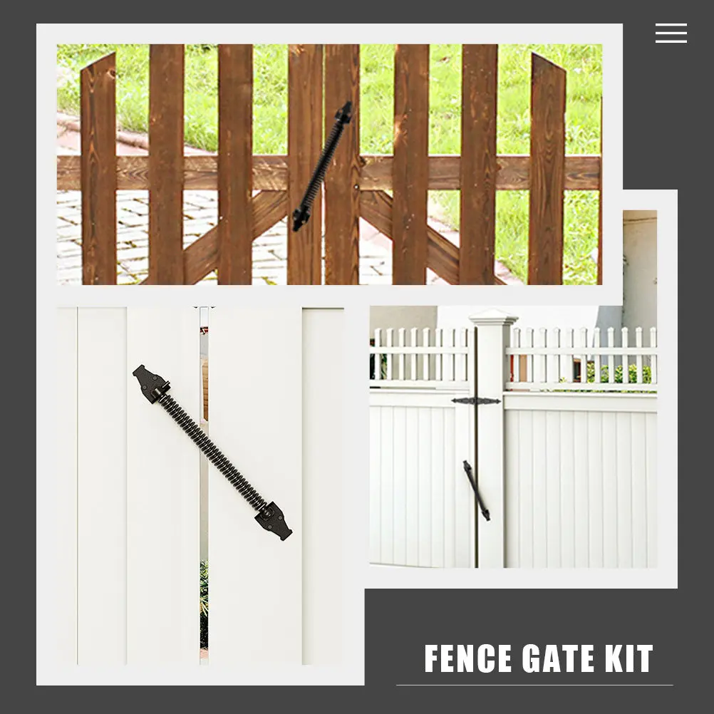 1Set Self Closing Door Spring Gate Closer Heavy Duty Carbon Steel Automatic Gate Latch for Wood Vinyl Fence Garden Door Hardware