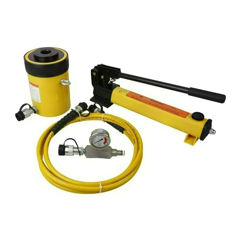 Same RCH-202 Single Acting Hollow Hydraulic Cylinder Jack Hand Pump 700BAR/10000PSI Push Pull Center Hole Steel 20t