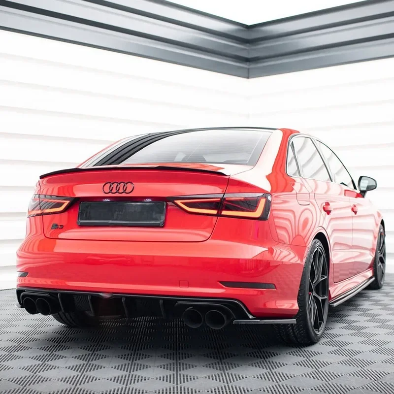 For Audi A3 / A3 S-Line / S3 / RS3 Sedan 8V 8V Facelift 2013-2020 Maxton Style Spoiler Cap Rear Trunk Boot Lip Spoiler Wing Trim