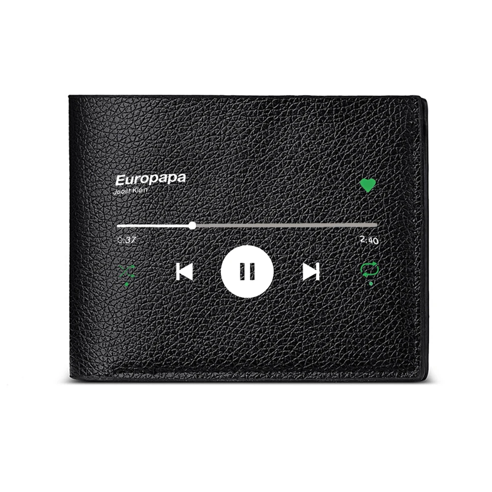 Music Player Interface Design Men S Wallet Card Holder Fashion Casual Business Style With Play Pause And Track Controls Pattern