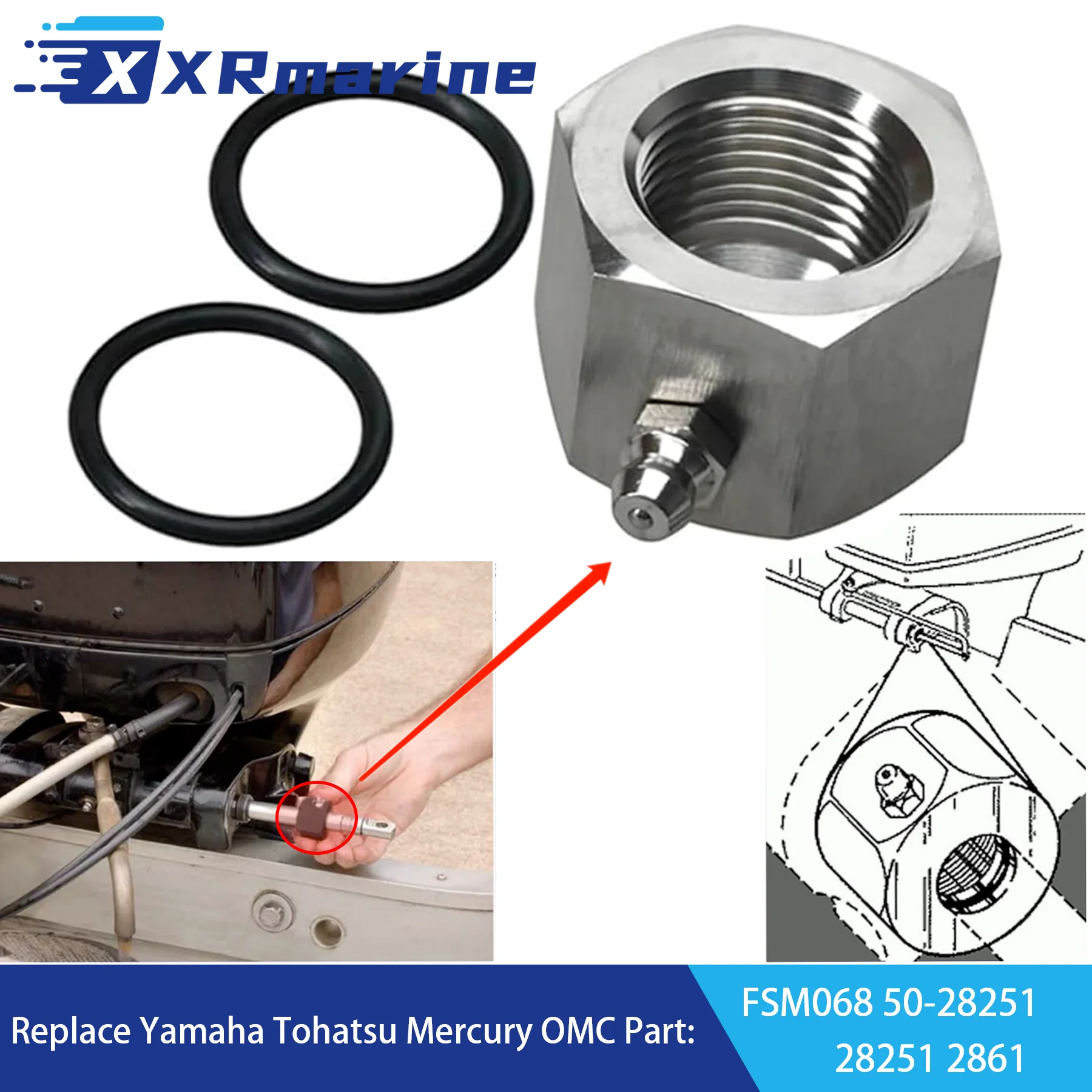 50-28251 atualizado tubo de direção marinho cabo graxa porca 7/8 "para yamaha tohatsu mercúrio omc ss direção fsm068 scp 28251 2861