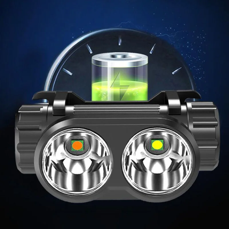 powerful yellow white led headlamp Mini USB battery Rechargeable Head lamp torch frontal flashlight Headlight camping light