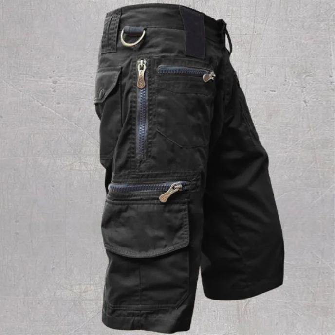 Men's Cotton Casual Cargo Shorts Summer New Loose Straight Oversized Workwear Shorts Multi Pockets Outdoor Short - Image 3