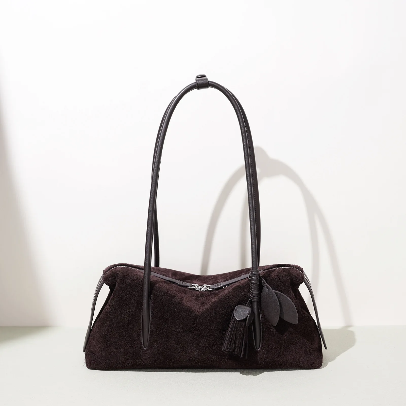Korean-style Autumn/Winter Simple Shoulder Bag Classic Light Luxury Fashion Underarm Bag, Matt Suede Genuine Leather Tote Bag