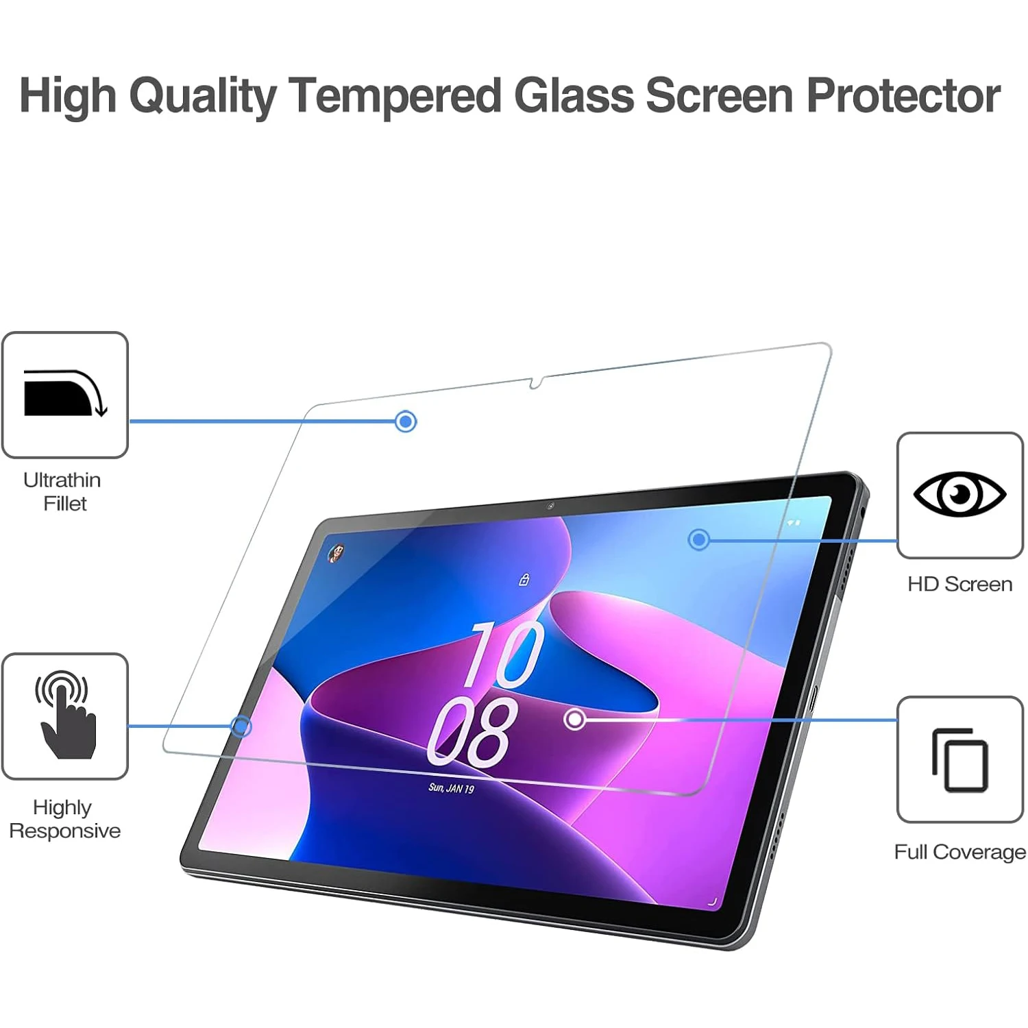 2pcs 9H Tempered Glass For Lenovo Tab M10 HD (3rd Gen) 2022 10.1'' TB328FU Clear Anti Scratch Screen Protector Tablet Film
