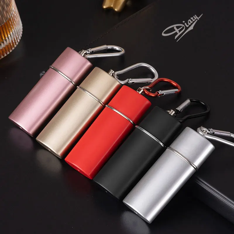 

5 Colors Mini Portable Pocket Keychain Ashtray Traveling Smoking Supplies Windproof Handy Cigarette Ashes Storage Box