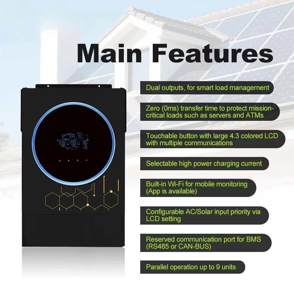 30+ Years Professional Supplier 6kW PV  6000W 48V Off Grid DC AC 230V 220V Pure Sine Wave Solar Inverter with Wifi Function
