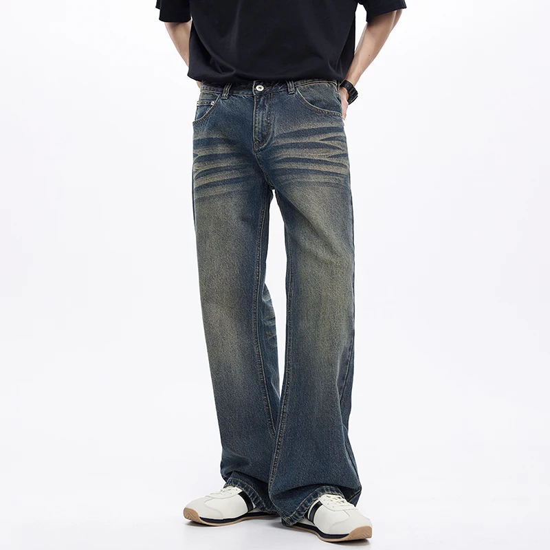 KSTUN Spring Autumn Men's Flared Jeans Straight Boot Cut Trousers High-end Luxury Class Jeans Vintage Streetwear Mens Clothing