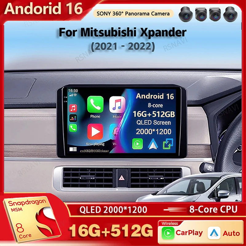 Android 16 Car Radio Multimedia Player For Mitsubishi Xpander 2021-2022 Auto Carplay Car Stereo DSP wifi+4G Ai voice 2 Din BT