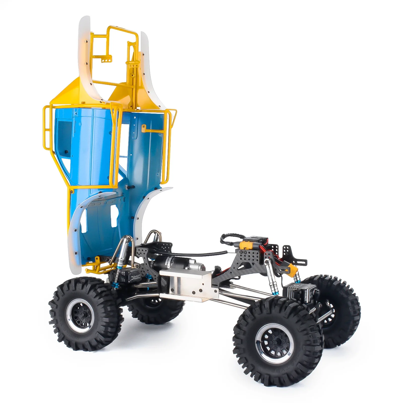 D1RC RCRFC 1/10 Brushless RC Rock Crawler Regenwald-Karren Elektrisches ferngesteuertes Auto mit Metallrohrrahmen für Erwachsene