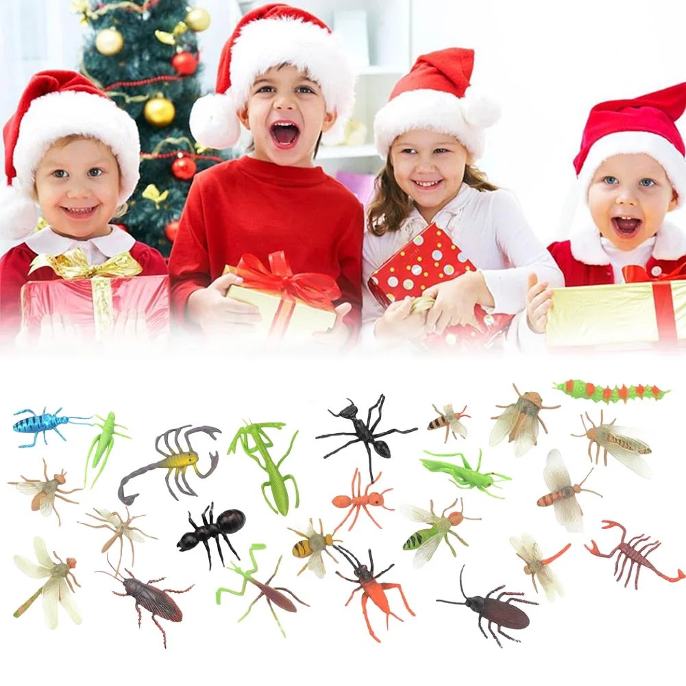 Christmas Countdown Calendar with 24pcs Mini Insect Toys 24 Days Countdown Calendar Gifts for Boys Girls Christmas Party Favor