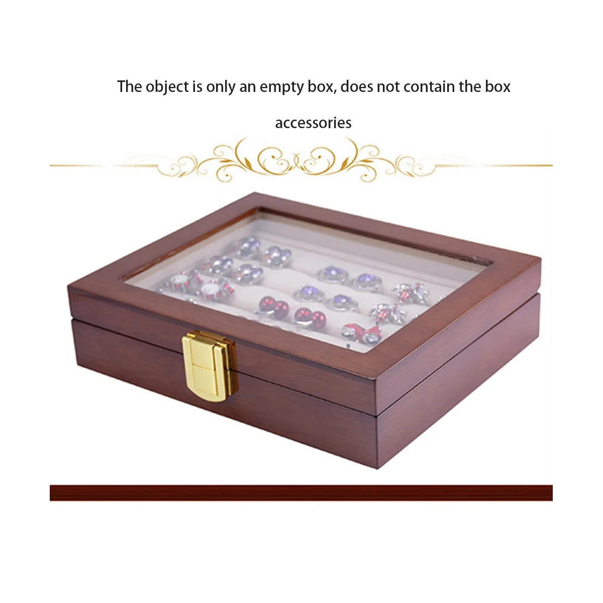 Glass Cufflinks Box for Men Painted Wooden Collection Display Box Storage 12Pairs Capacity Rings Jewelry Box