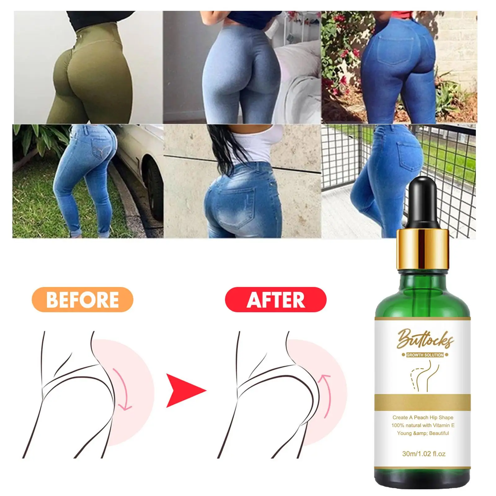 Lift Up Buttock Essential Oil Natural Enhance Hip Cream for Shape Figure