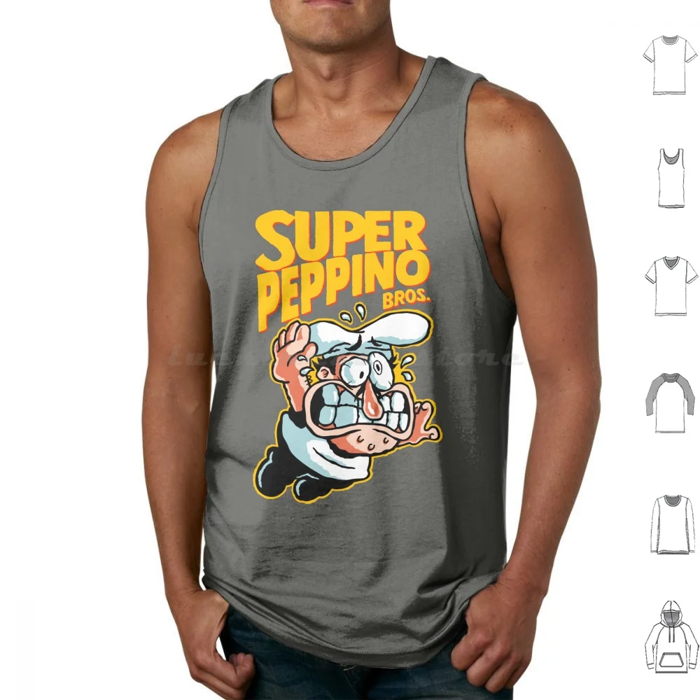 Super Peppino Tank Tops Print Cotton Demonigote Pizza Tower Pizza Tower Peppino Pizzaface Pixel Parody Super Food Italian