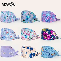wholesale High quality purple blue series printing women and man nurse scrub cap lab hospital medical uniform accessories