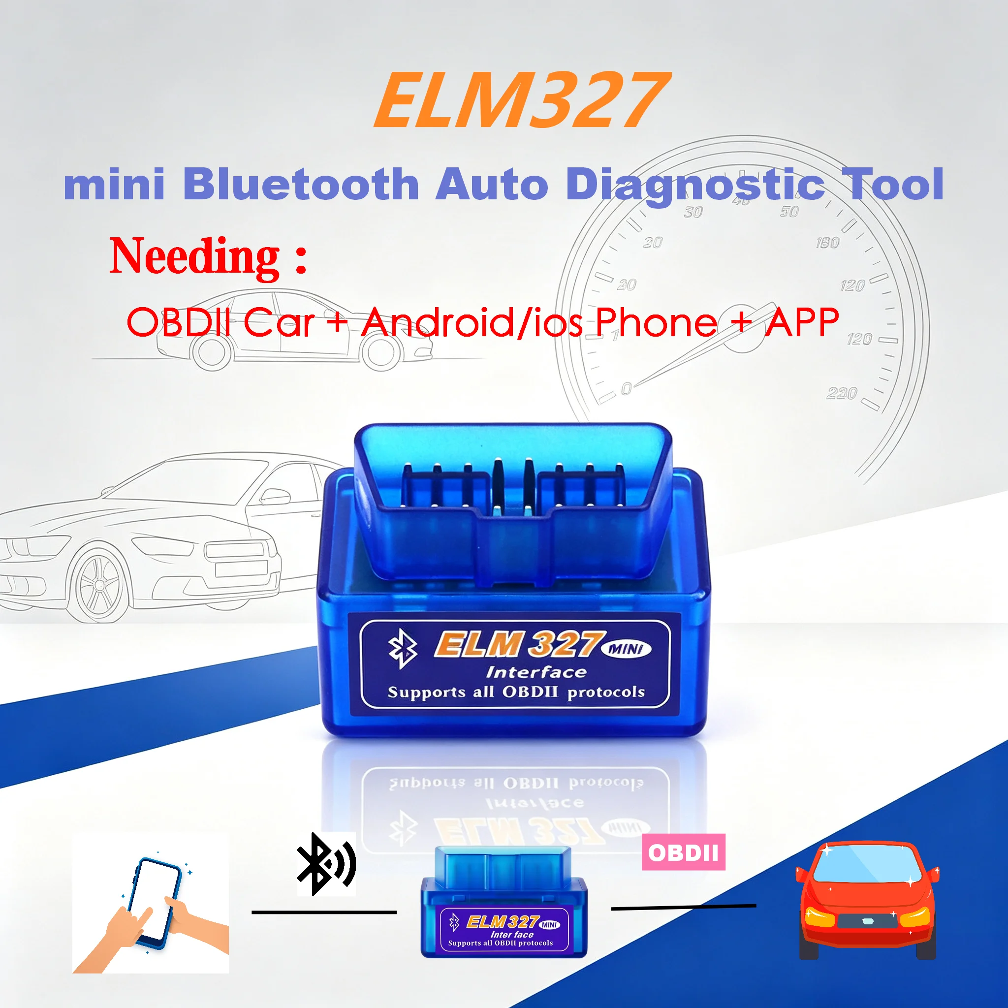 5PCS OBDII ELM327 Diagnostic Scanner Bluetooth Wholesale All OBD2 Protocols 4PCS 3PCS Wireless mini Code Reader Cleaner