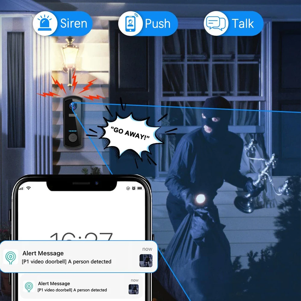 Беспроводной видеодомофон UCOCARE 2K/4MP с Wi-Fi, умный наружный домашний видеодомофон, дверной звонок с обнаружением человека, камера с сигналом P1
