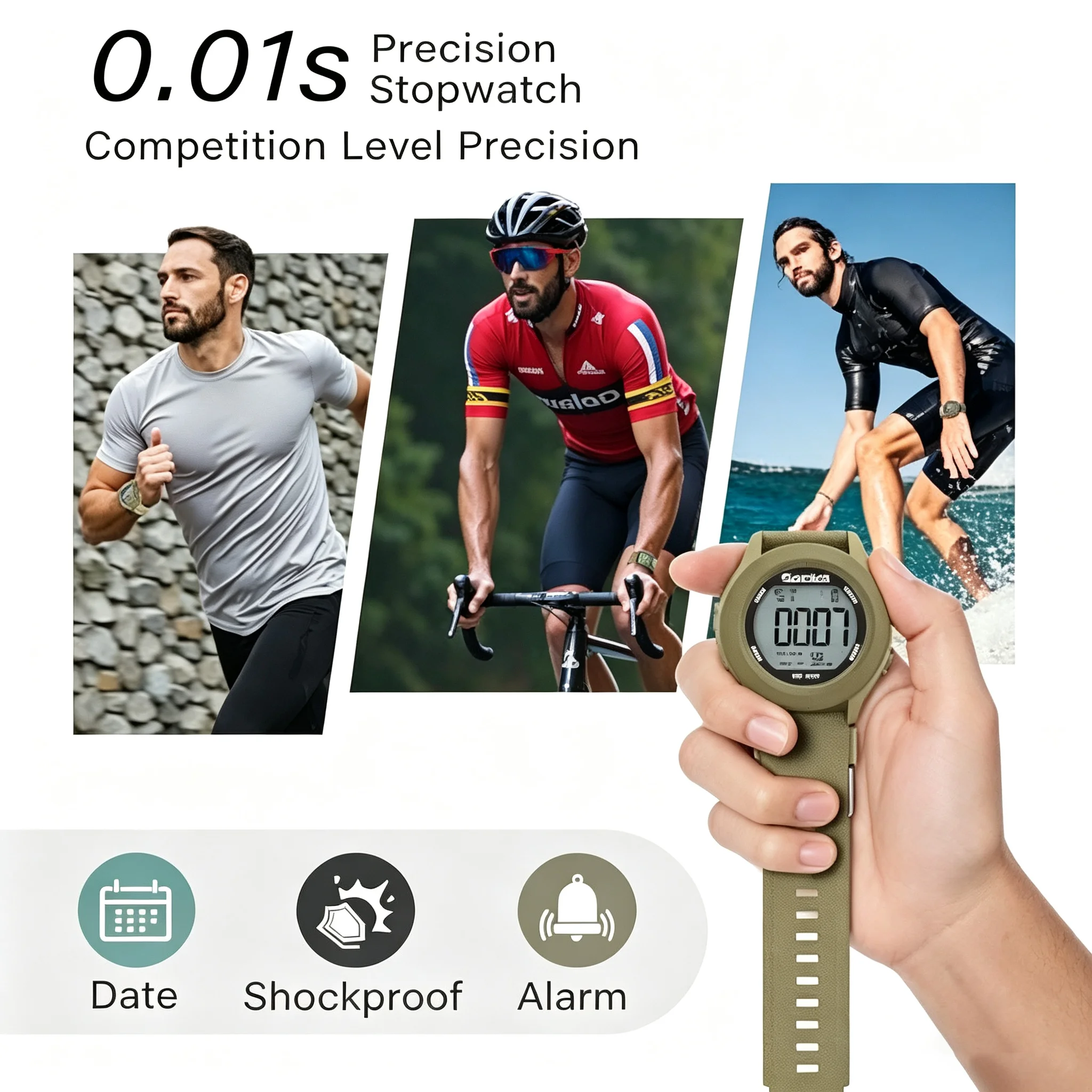 Men Digital Watch Sports Watches Timing Function Alarm Clock Waterproof 30M Digital Watch Military Clock Large Screen