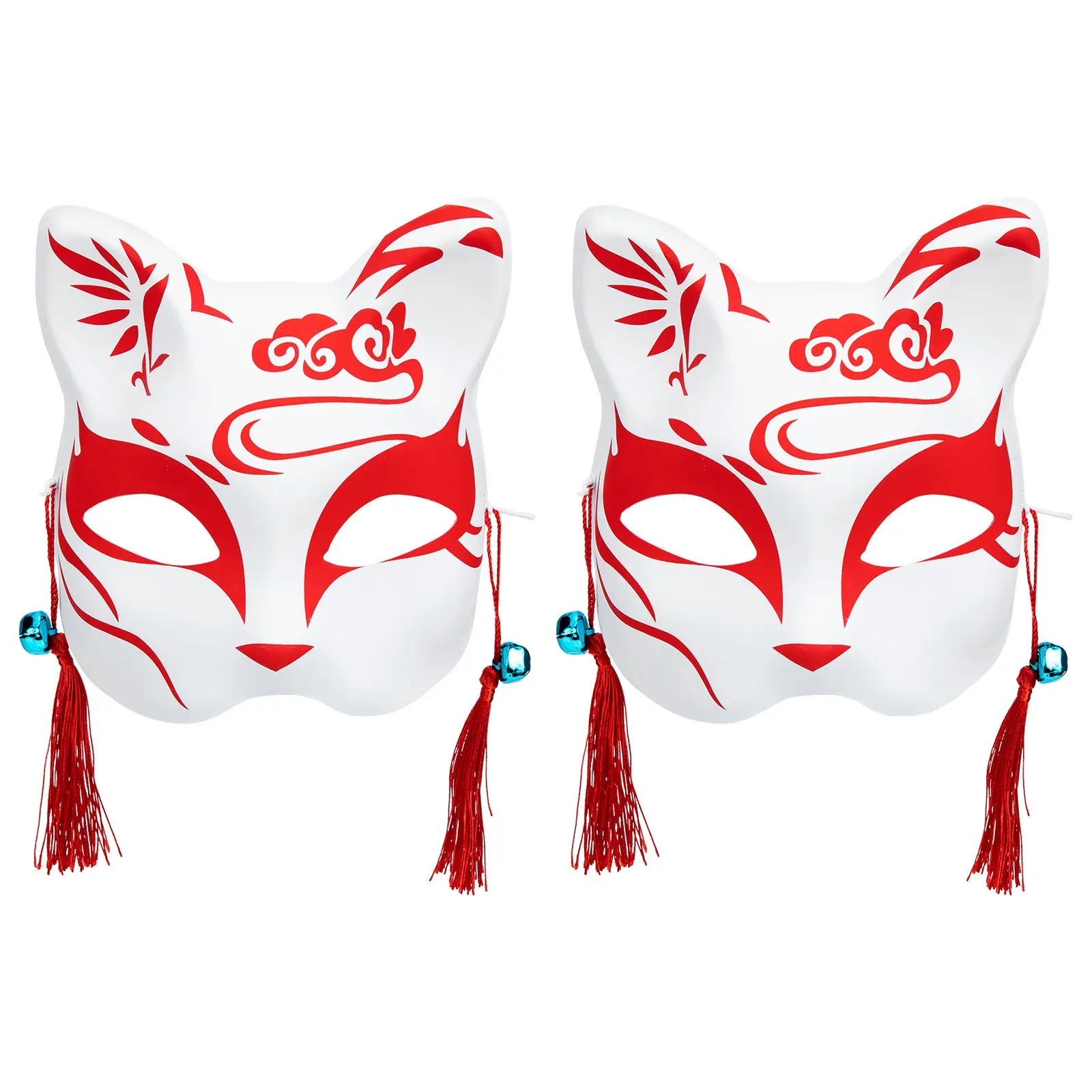 2Pcs Decorative Animal Mask Stylish Japanese Foxes Design Half Mask for Fashion Show Nightclub Event Comfortable Fit All Faces