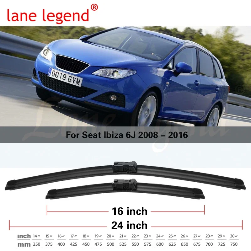 For SEAT Ibiza 6J 2008-2012 Car Front Rear Wiper Blades Soft Rubber Windscreen Wipers Auto Windshield 24\