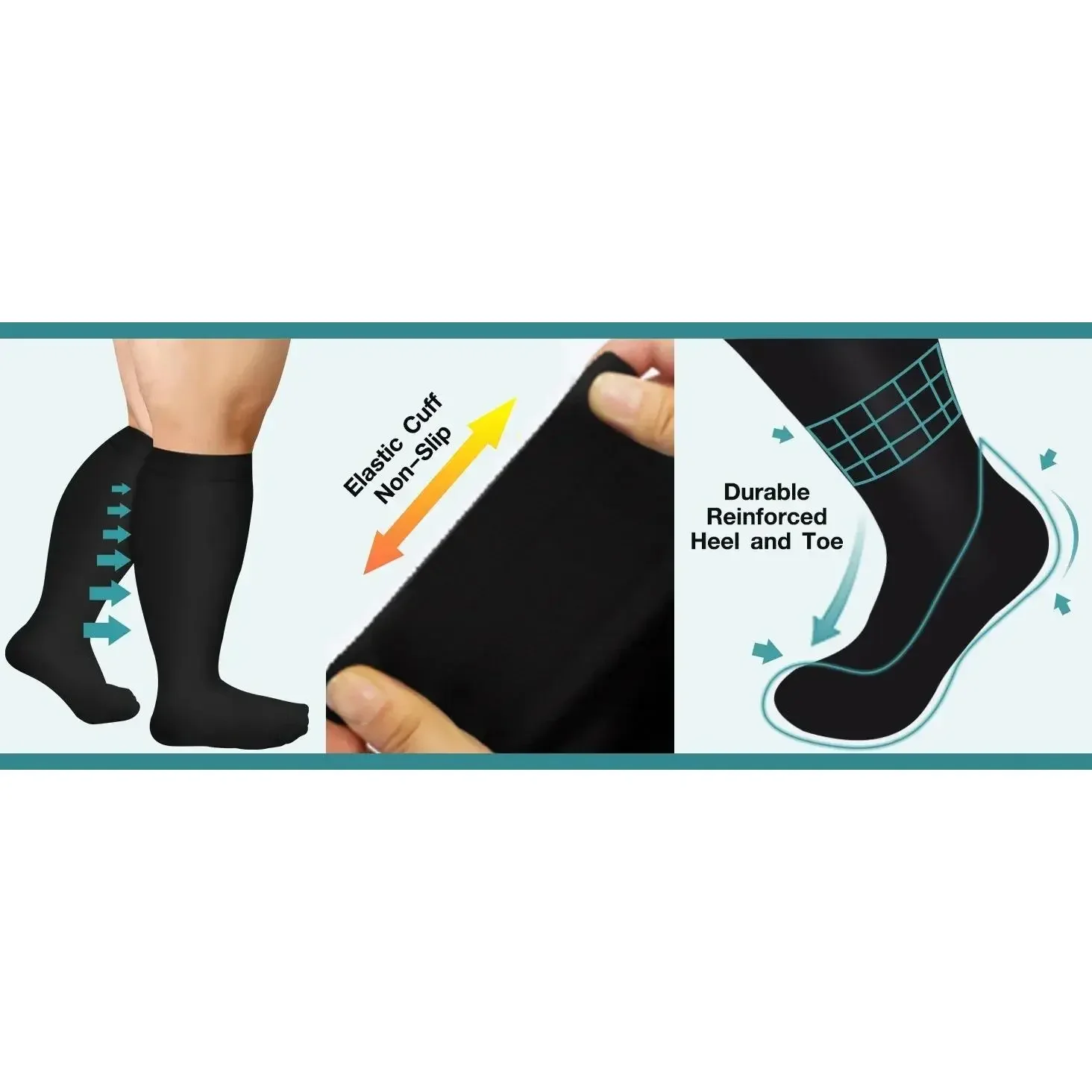 3 Pairs Women's Oversized Compression Socks, Relaxed Fit Design with Soft Lightweight Fabric, Comfortable for Everyday Casual and Regular Daily Use Soft Comfy Hosiery Breathable - view 3