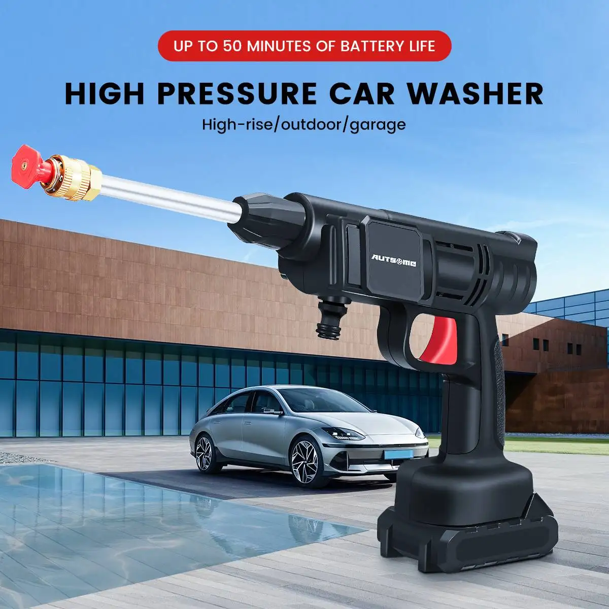 60Bar Cordless High Pressure Car Washer Spray Water Gun Portable Electric Car Wash Pressure Cleaning Garden Watering Machine