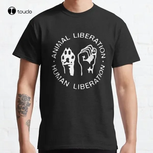 

Animal Rights Liberation Human Liberation Classic T-Shirt Tee Shirt Custom Aldult Teen Unisex Digital Printing Fashion Funny New