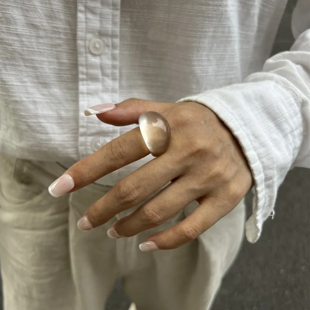 Retro Candy Color Transparent Resin Ring Multicolour Dome Acrylic Geometric Ring Chunky Charm Irregular Ring Women