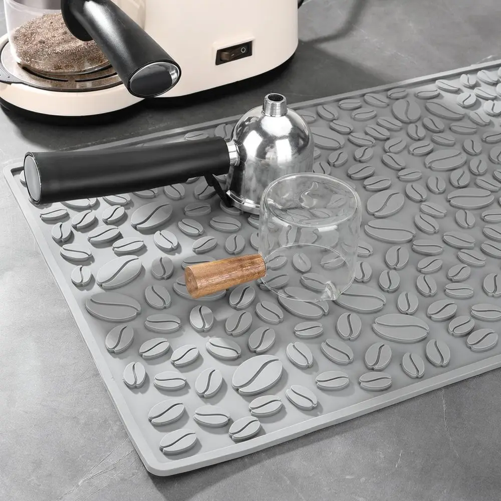 Anti Slip Coffee Bar Mat Silicone Drying Pad Drainage Tray Kitchen Tabletop Protector Heat Resistant Durable Table Mat