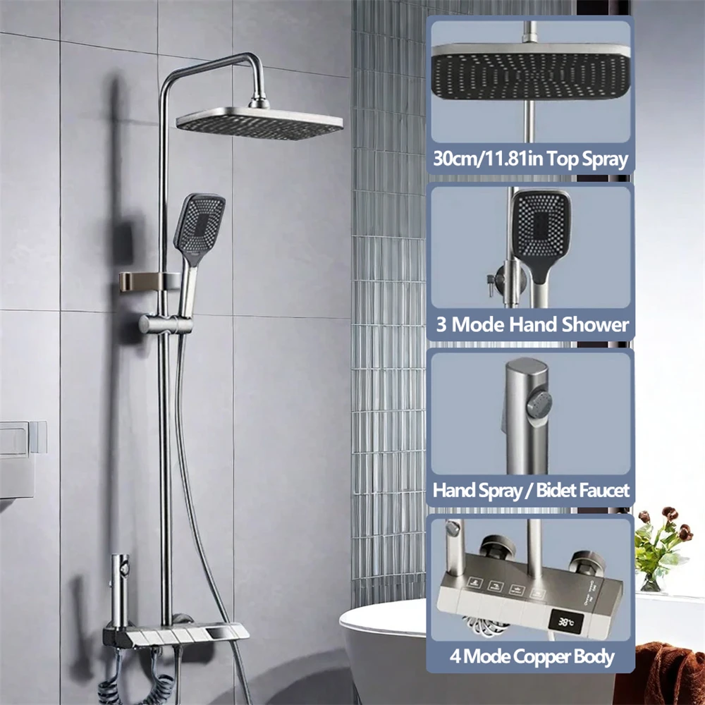 1 Piece Bathroom Shower Set Multifunctional Practical Shower Kit FourOutlet Bathing Suite Adjustable Water Pressure Temperature