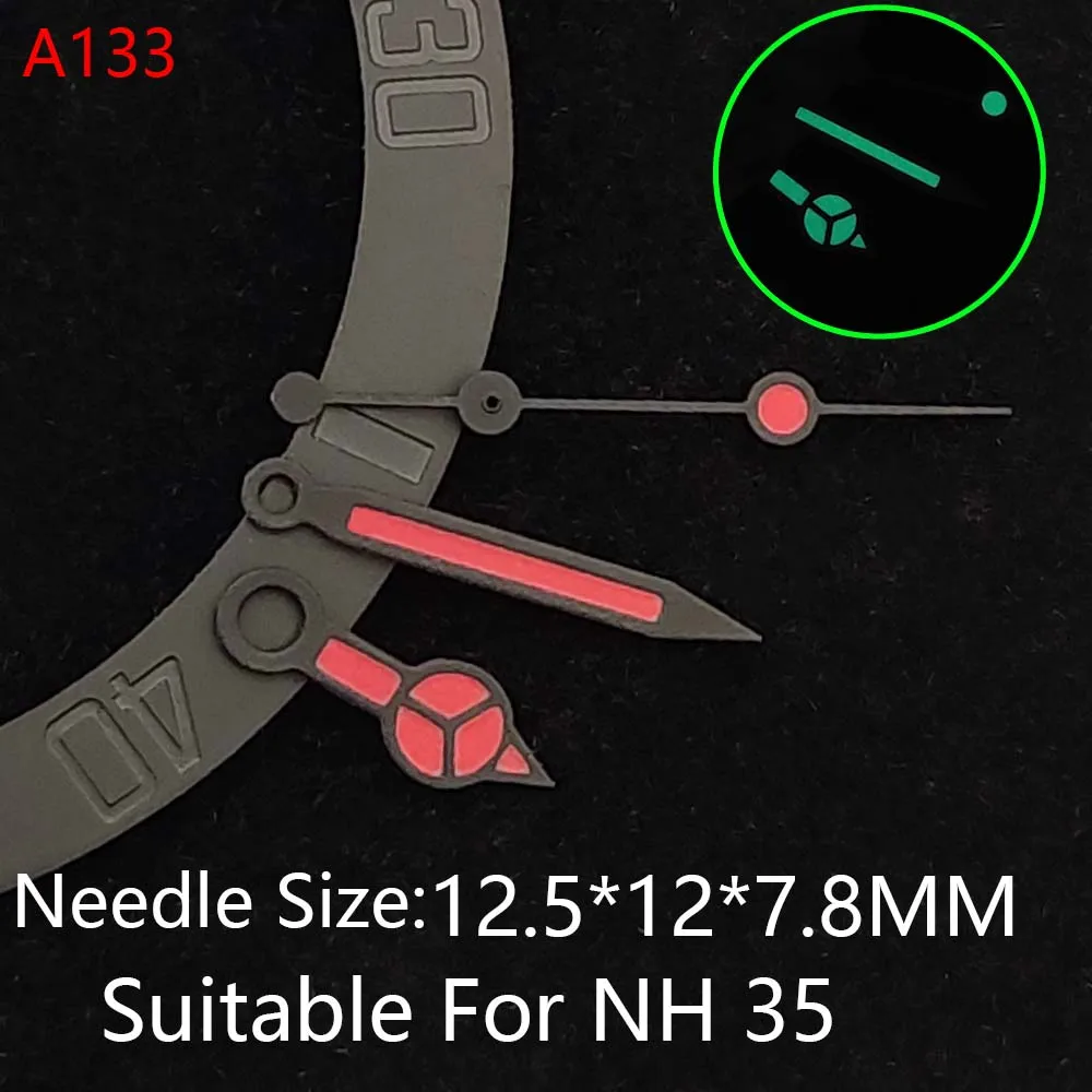 Kit di modifica luminosa per NH35 caliber A130 ~ A136 lancette dell'orologio, orologio NH35 lancette luminescenti verdi Super luminose