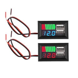 Dual USB 5V 2A Car Voltmeter Voltage Meter Panel 12V 3S Lithium Battery Capacity Indicator Power Tester Li-ion Lead acid