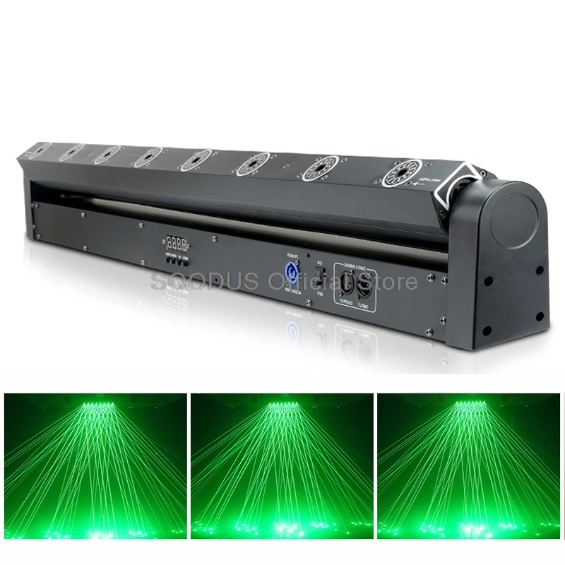 LED Light 500MW 8-Eye Stage Light DMX512 Voice Control Audience Atmosphere Green Light for DJ KTV Wedding Party Disco Show Stage