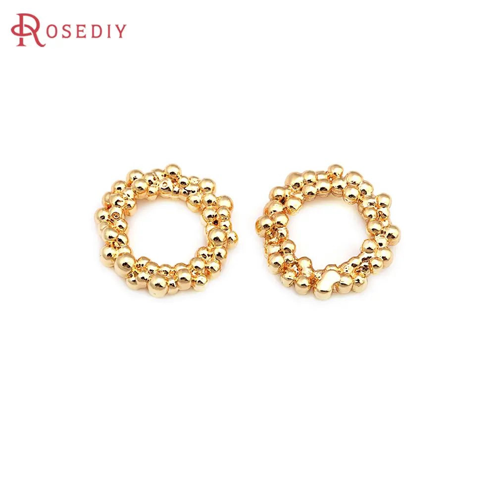 10PCS 18K Gold Color Brass Round Wreath Charms Pendants High Quality Diy Jewelry Making Necklace Earrings Accessories for Women