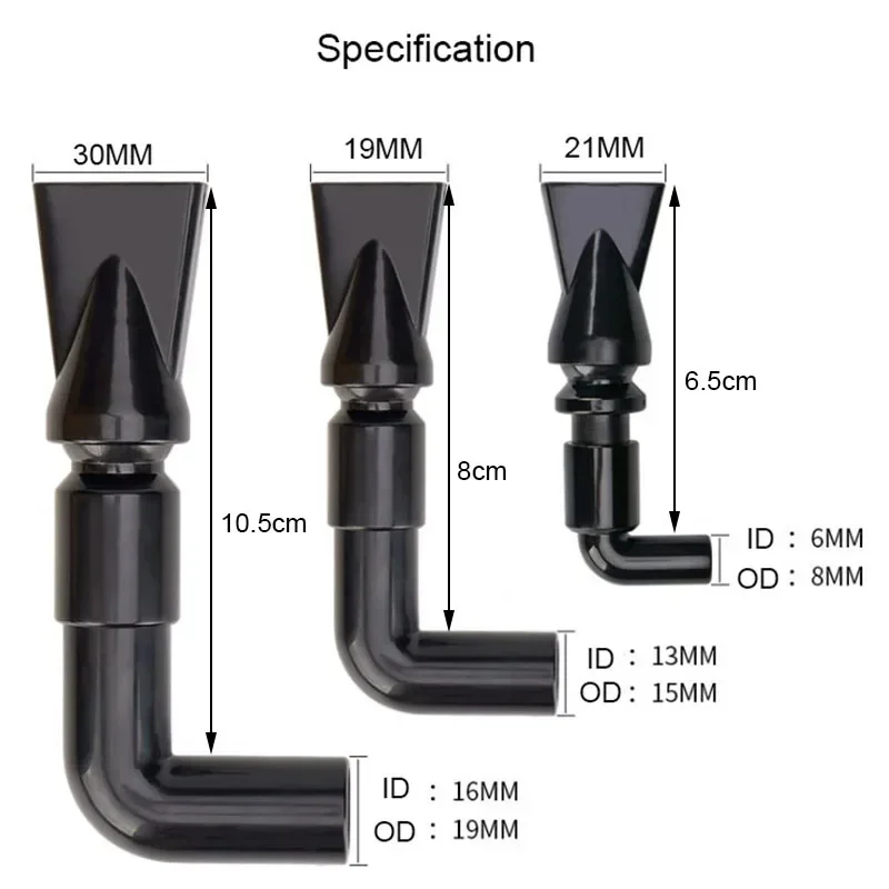 Czarna akwarium dysza wylotowa wody filtr pompy rura powrotna czterech rozmiarów akcesoria do akwarium 360 stopni