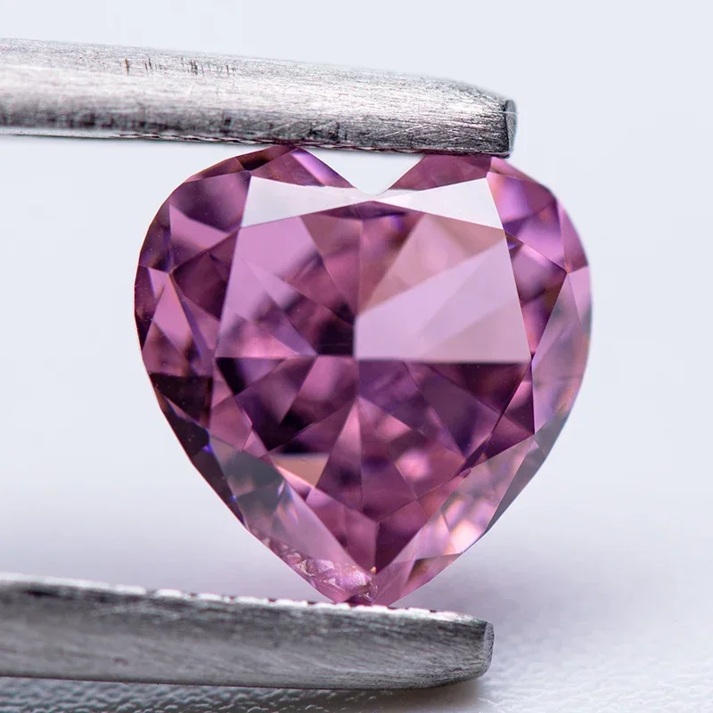 

Cubic Zirconia 5A Grade Dark Pink Color Heart Shape 4k Crushed Ice Cut Charm Stone for DIY Jewelry Making Pendant Main Materials