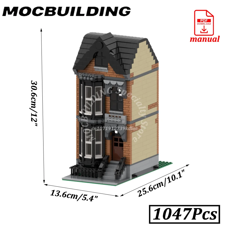 Modular House City Street View Rowhouse Home Model MOC Building Blocks Greystone Buildings Construction Gift