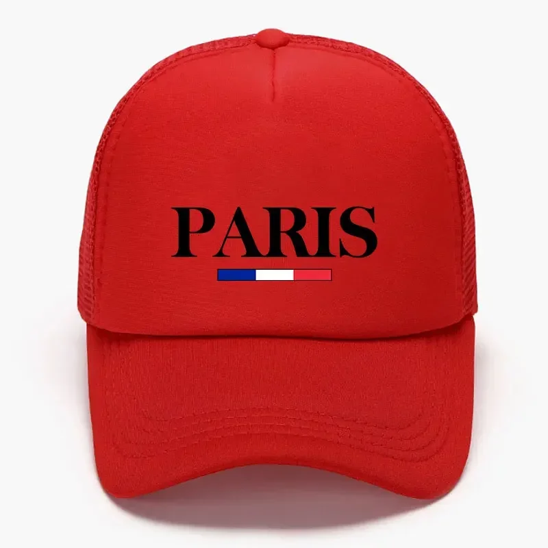 France Summer Paris Printed Foam Trucker Cap Girl Boy Simmer Sun Beach Snapback Cap Adult Daily Mesh Adjustable Visor Caps