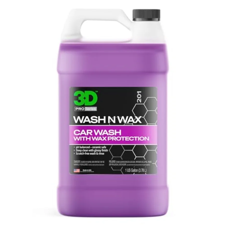 

3D Wash N Wax Car Wash Soap - pH Balanced Formula for Easy Rinsing and Scratch-Free Cleaning with Built-In Wax Protection Ideal